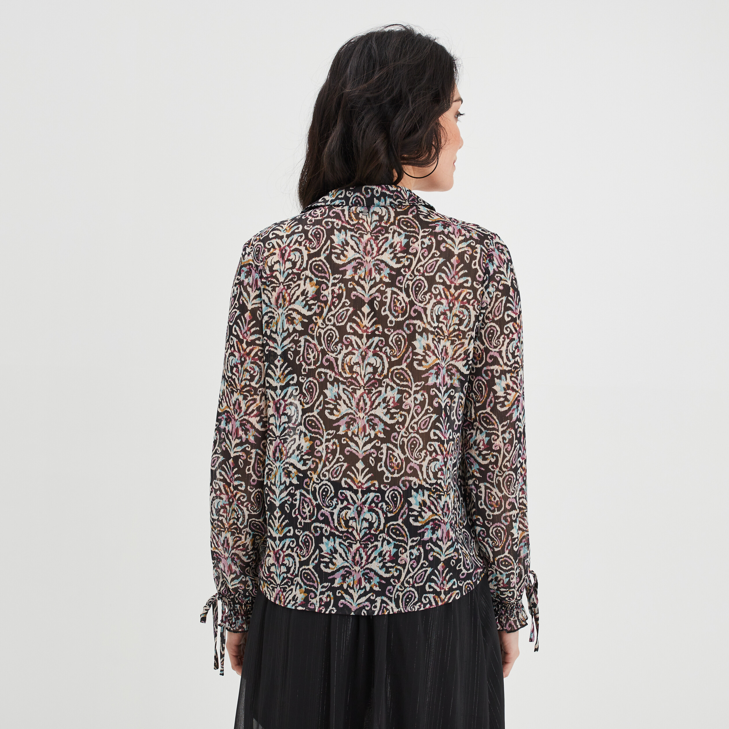 Blouse poignets smockés Liberto noir femme | La Halle