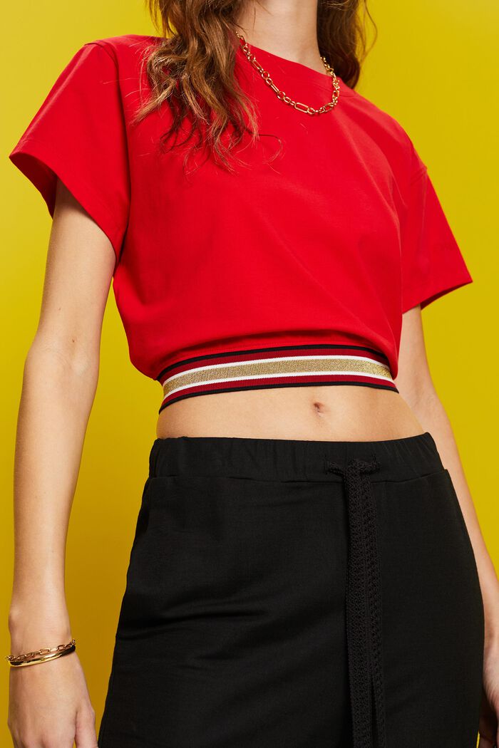 Cropped T-Shirt mit Glitzer-Detail