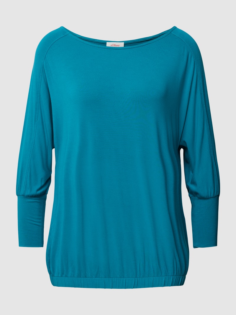 Longsleeve mit U-Ausschnitt in petrol
