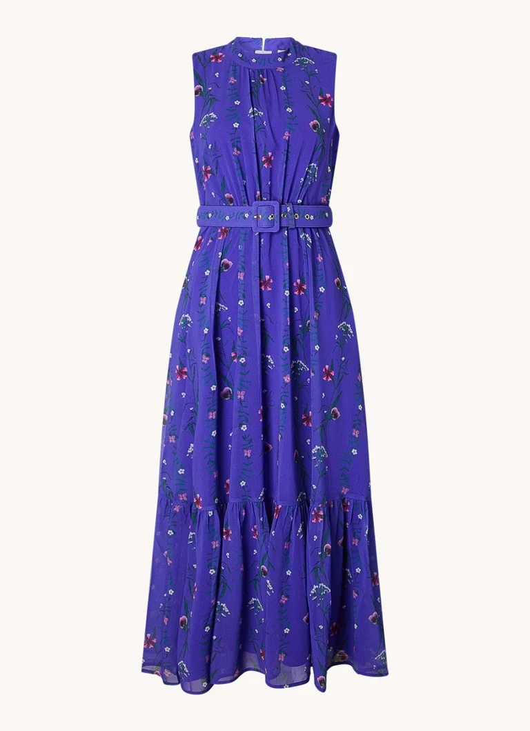 Rochie lungă fără mâneci Sofia de la Phase Eight, cu imprimeu floral și curea.