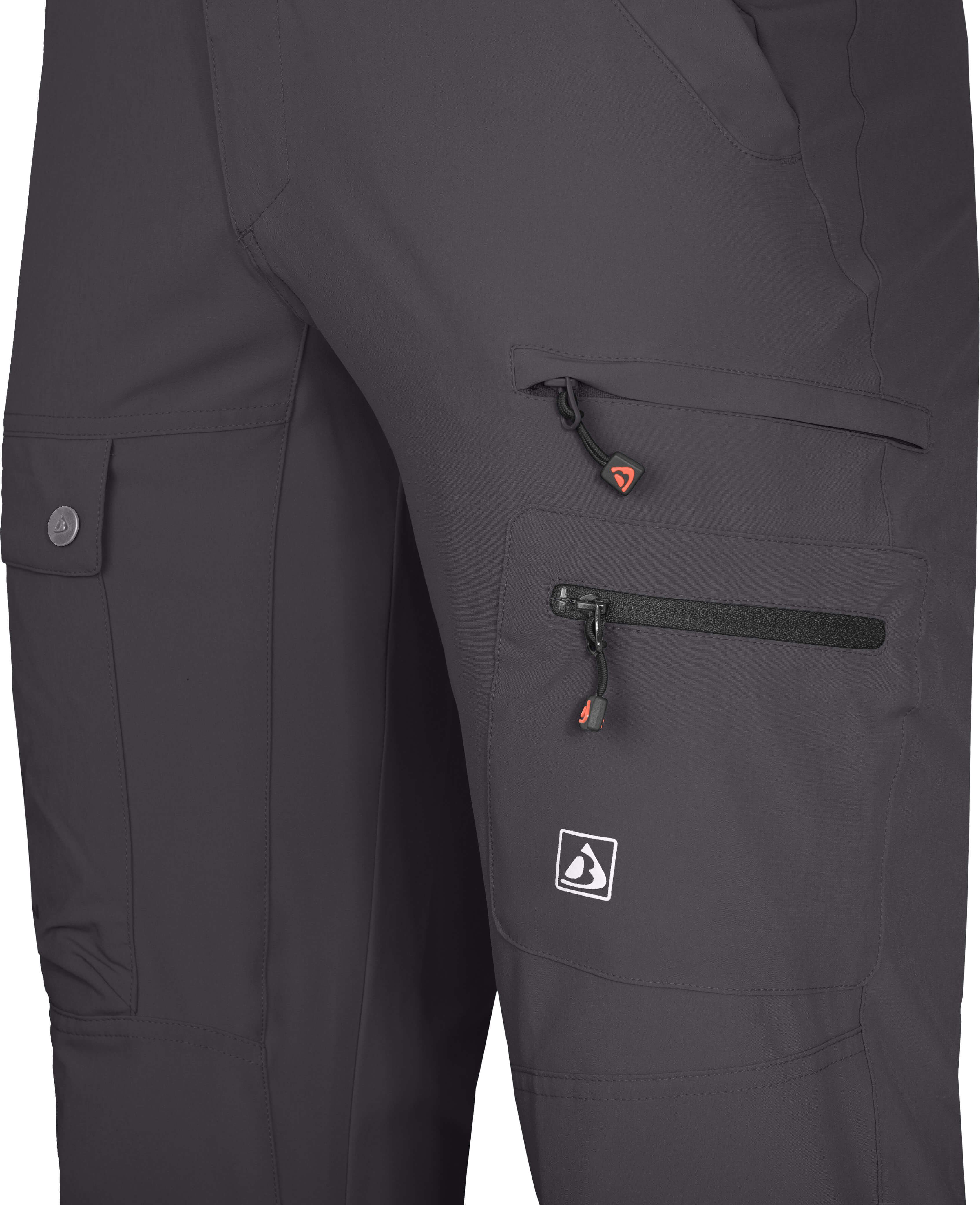 Bergson Outdoorhose FROSLEV COMFORT Herren Wanderhose, recycelt, elastisch, 7 Taschen, Kurzgrößen, grau