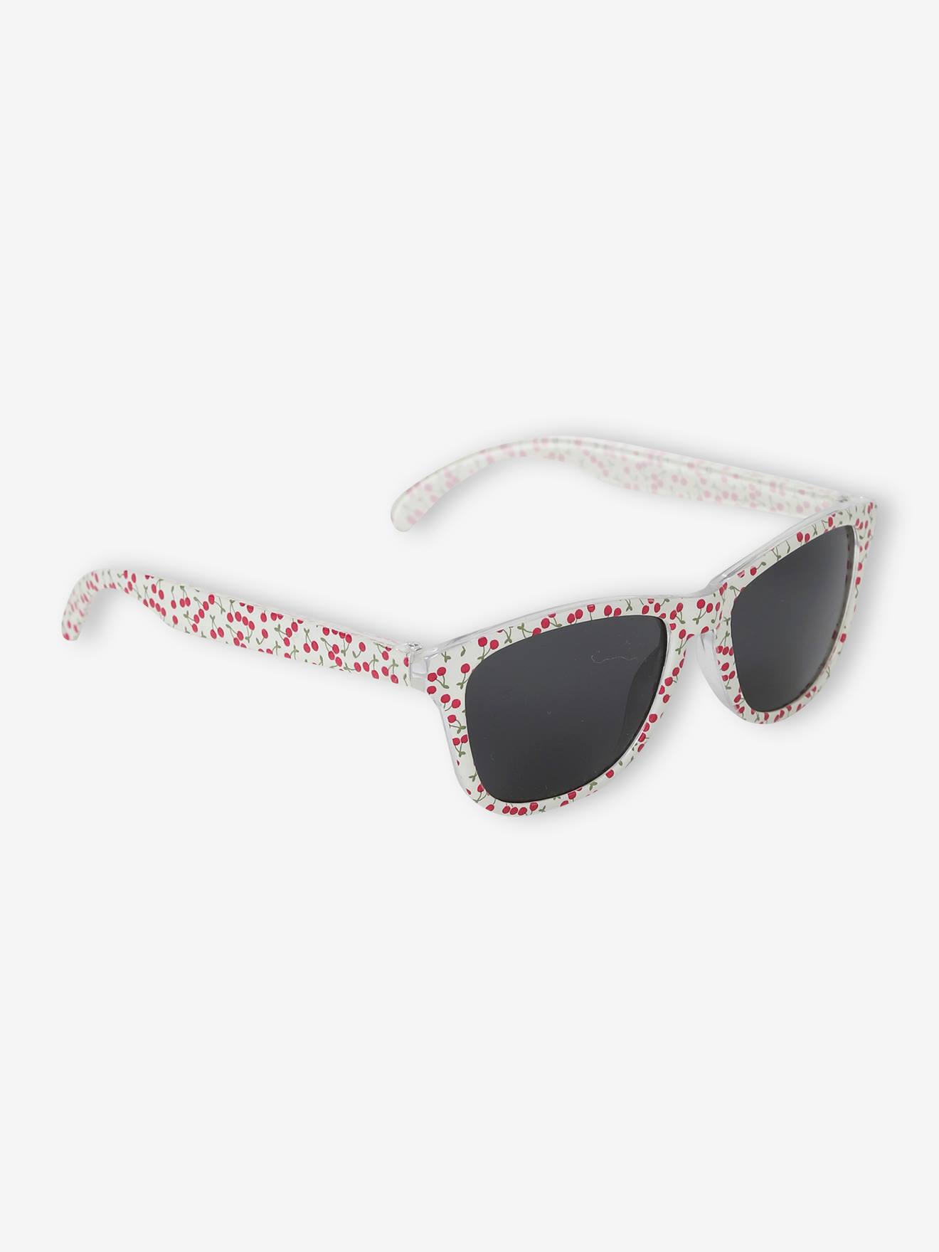 Lunettes de soleil imprimées cerises fille écru