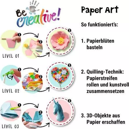 Bastelset DIY Paper Art Blumen & Einhörner - Bastelset für Kinder ab 8 Jahren