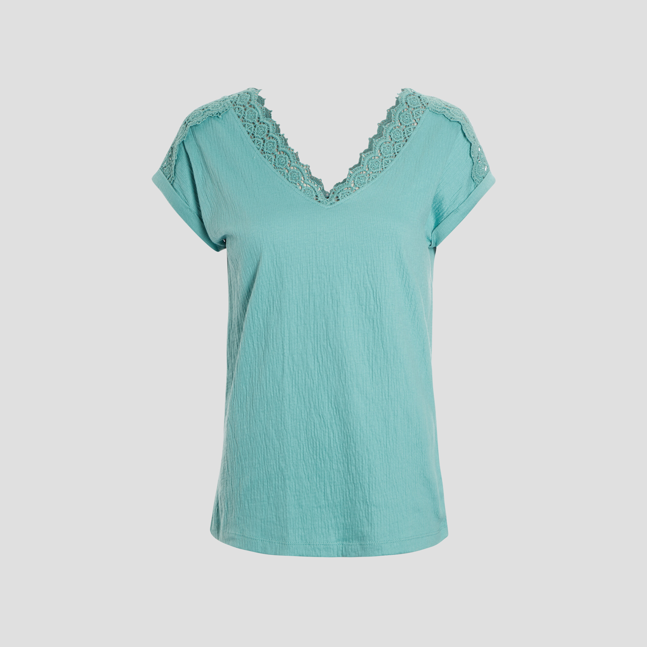 T-shirt manches courtes vert turquoise femme | La Halle