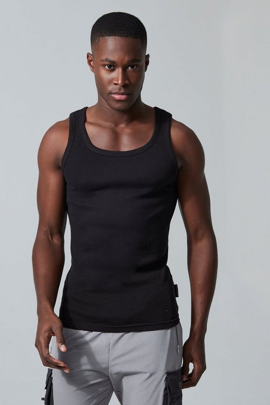 Man Active geripptes Muscle-Fit Gym Tanktop
