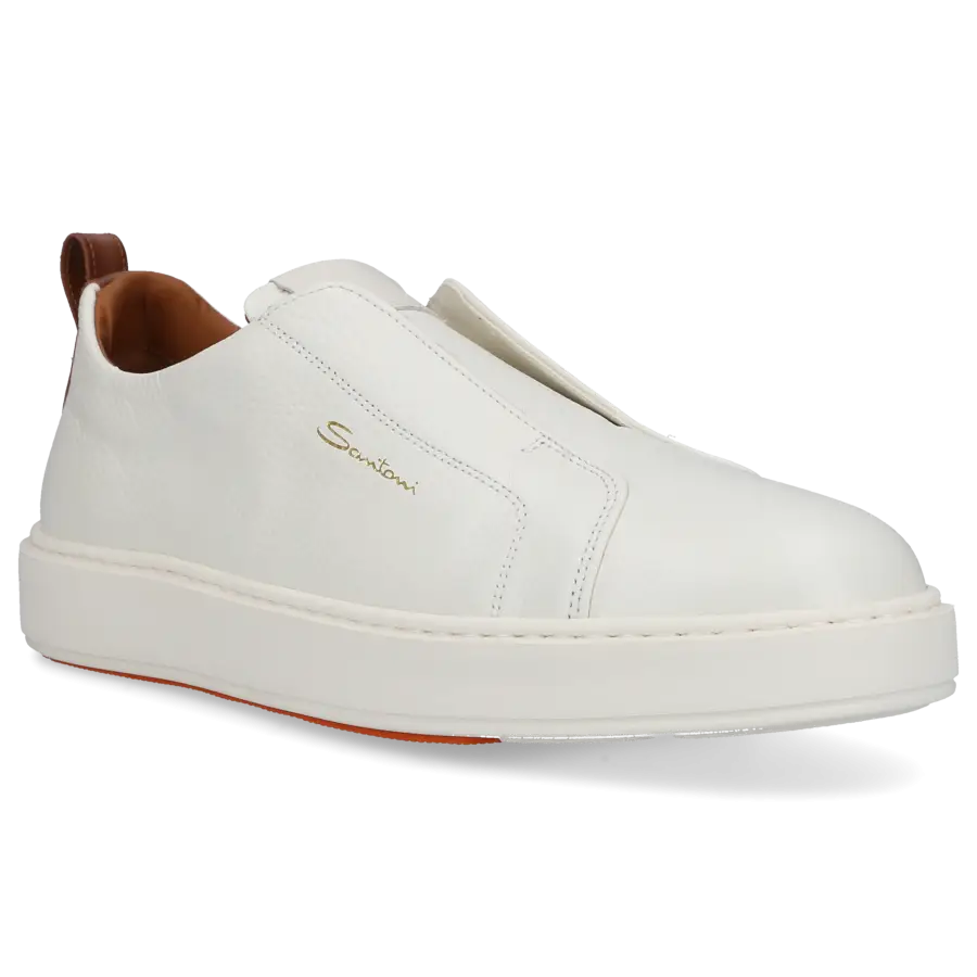 Santoni - Sneaker Slip on 21959 Kalbsleder - weiß