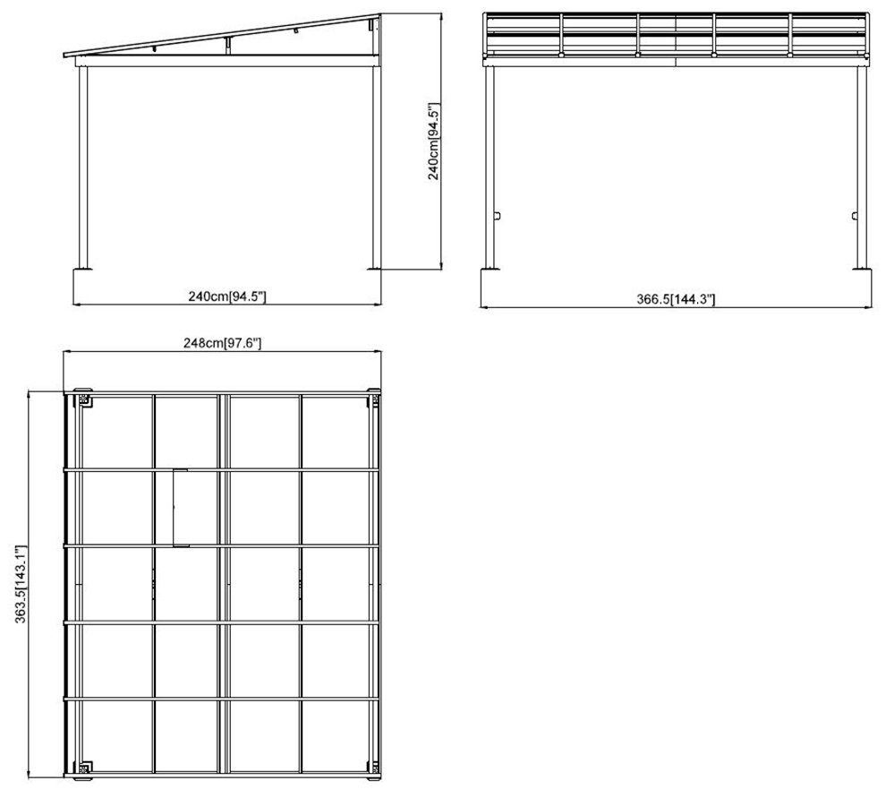 Sojag Terrassendach St. Barthelemy 8x12, BxT: 364x248 cm
