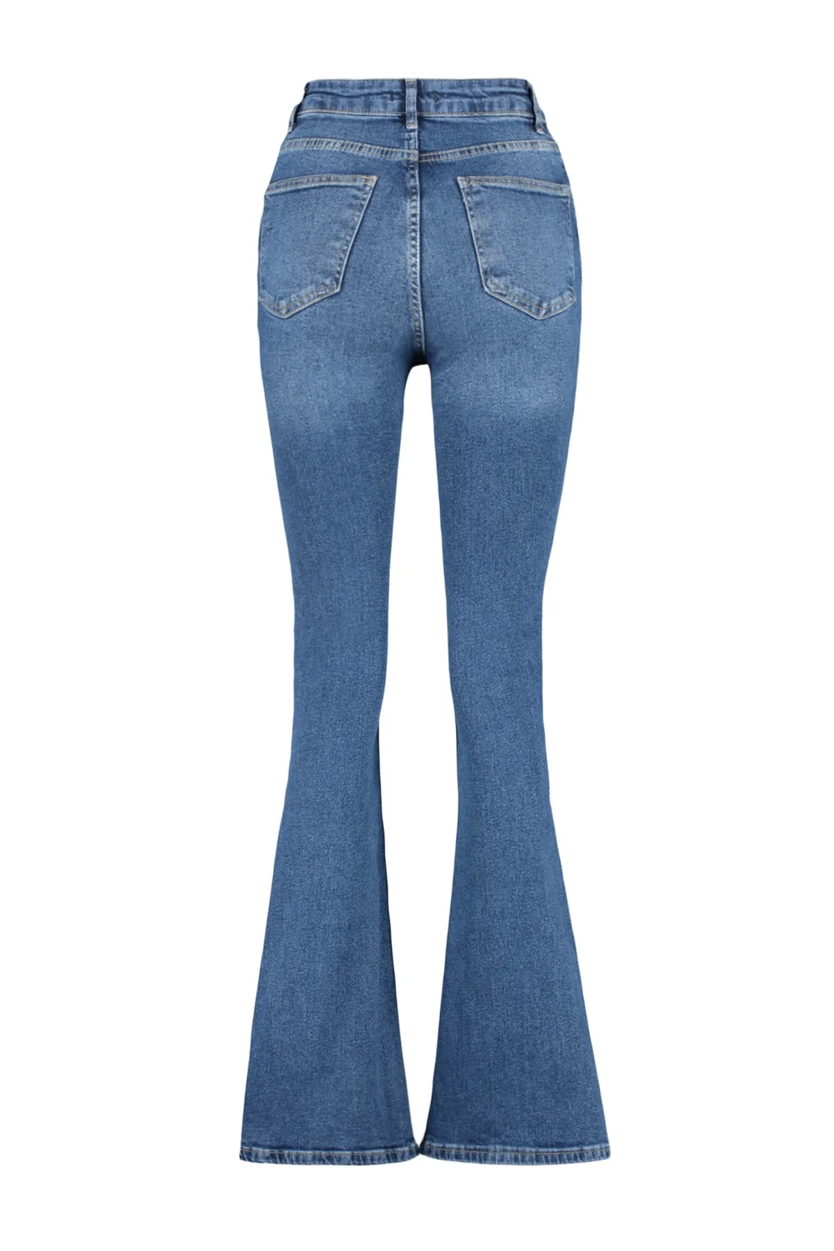 Trendyol Collection  Dunkelblaue Schlagjeans mit hoher Taille TWOSS23JE00063