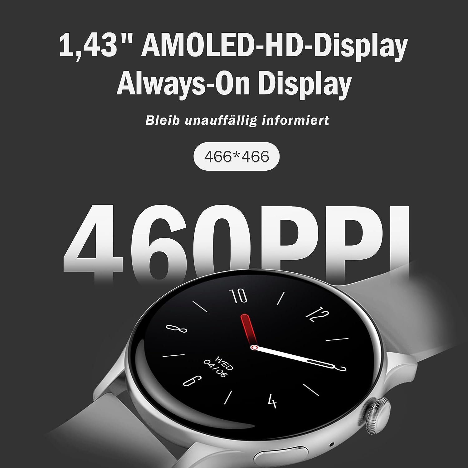 Tisoutec Smartwatch Damen Herren(1.43