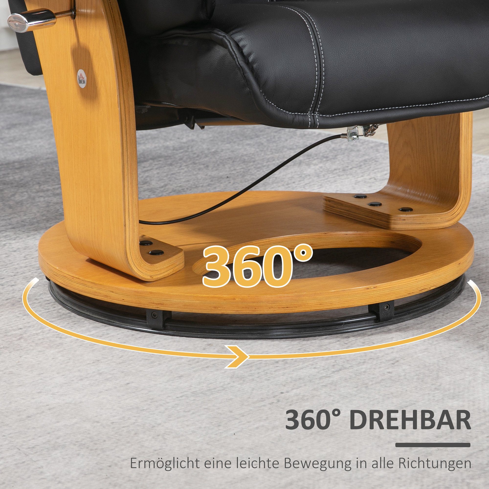 HOMCOM Polsterstuhl Ruhesessel mit Liegefunktion (Drehbarer TV-Sessel, 2 St), BxLxH: 77x76x105 cm