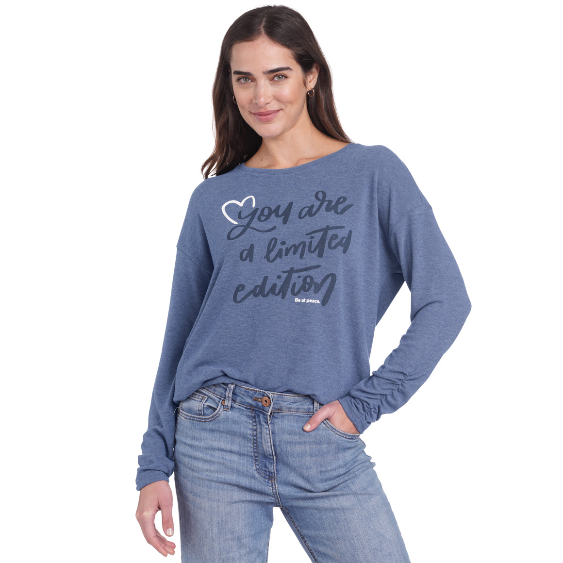 Damen Langarmshirt mit Message-Print