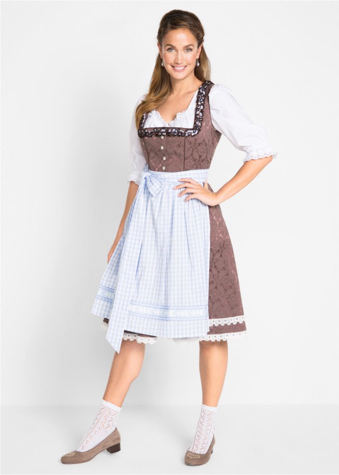 Dirndl mit Schürze, knieumspielend (2-tlg. Set)