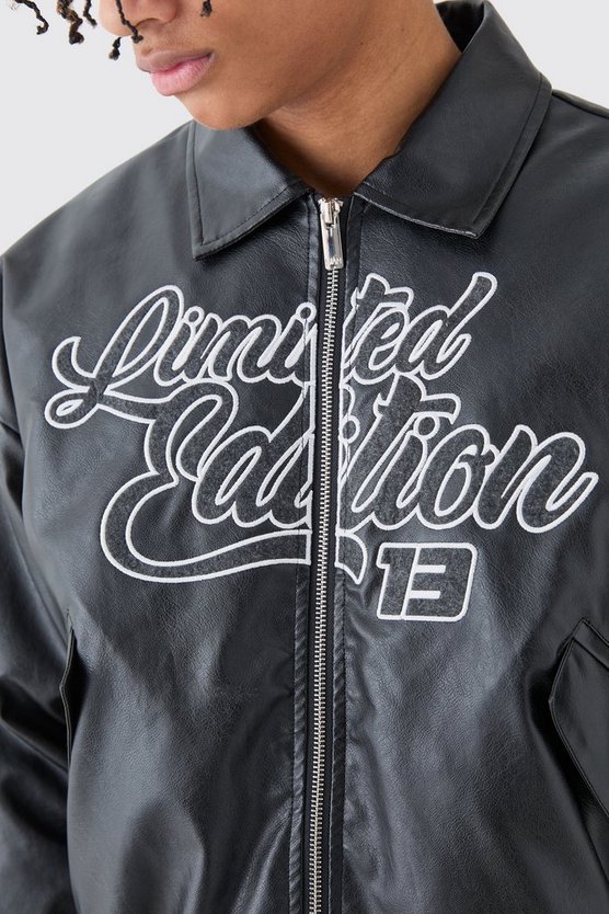 Kastige Limited Edition Bomberjacke mit PU-Kragen