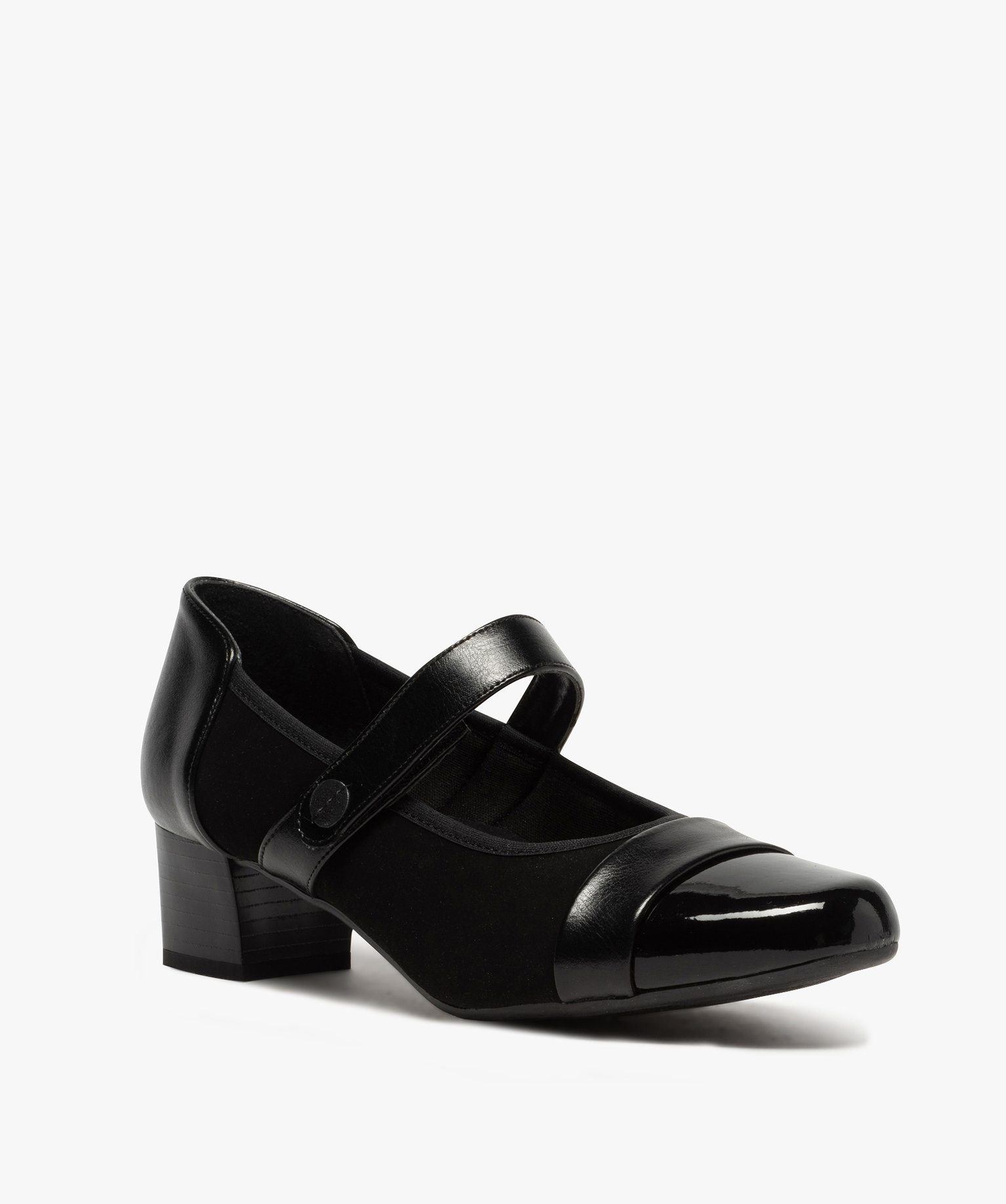 Escarpins confort multi-matières avec bride noir | GEMO