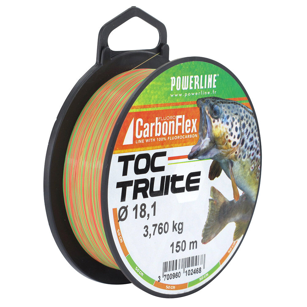 Filo da pesca in fluorocarbonio Powerline Carbonflex Toc Trout arancione/verde 150 m