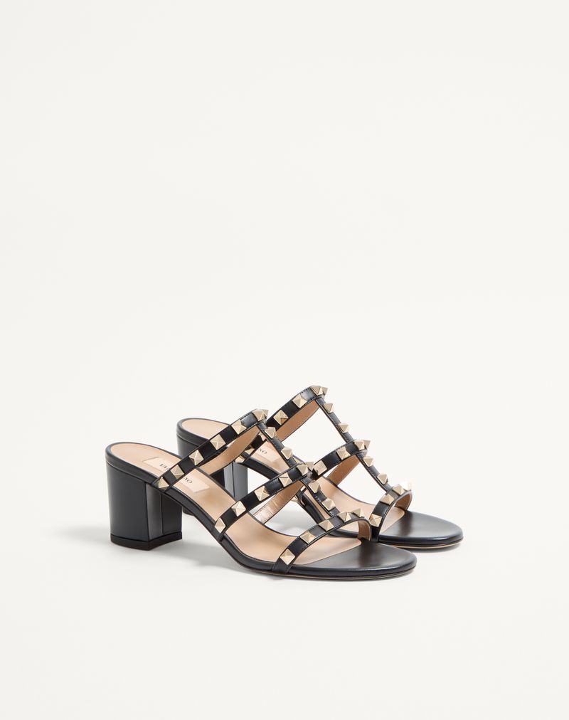 Rockstud Calfskin Slider Sandal 60mm