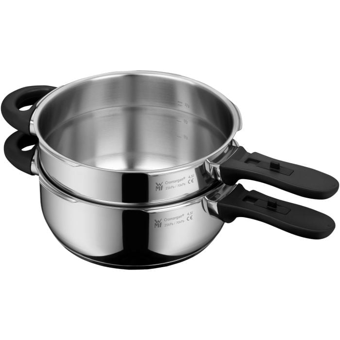 Perfect Plus One Pot Schnellkochtopf-Set mit Dampfgareinsatz, 4,5 und 3,0 Liter, stapelbar