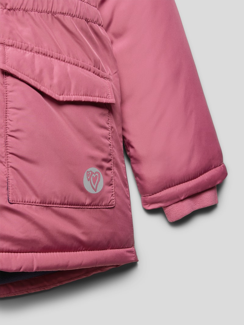 Winterjacke mit Kunstfellbesatz in pink