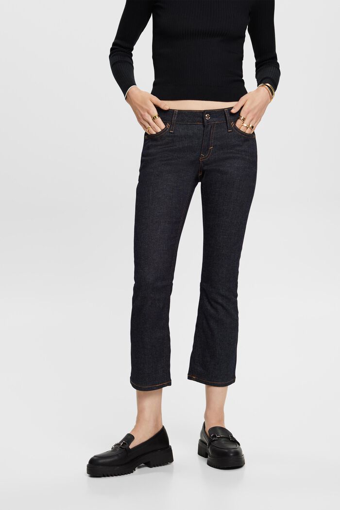 Verkürzte Racer-Bootcut-Jeans mit mittelhohem Bund
