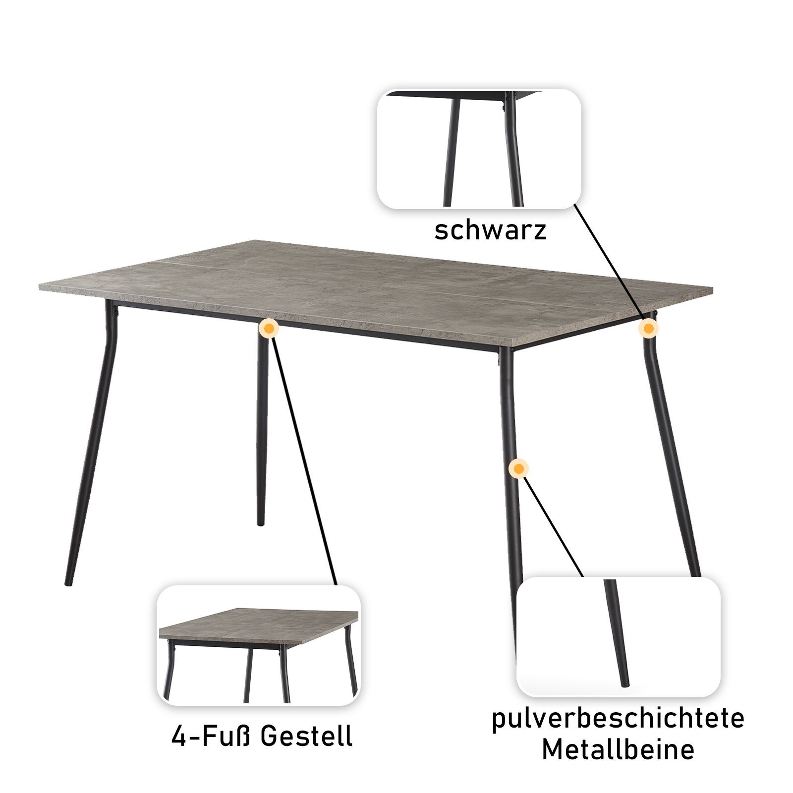 B&D home Esstisch Esstisch LIOR, Metalbeine, 120cm