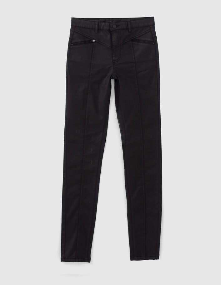 Jean slim noir enduit taille haute sculpt up Femme