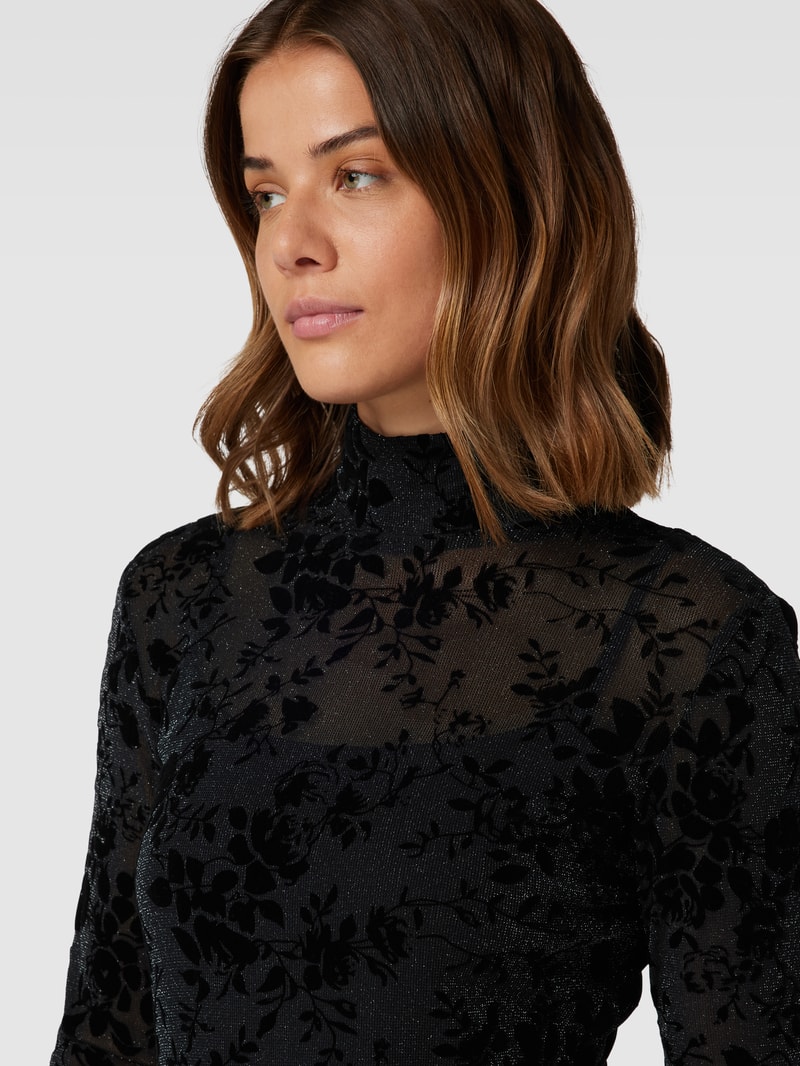 Longsleeve mit Effektgarn in schwarz