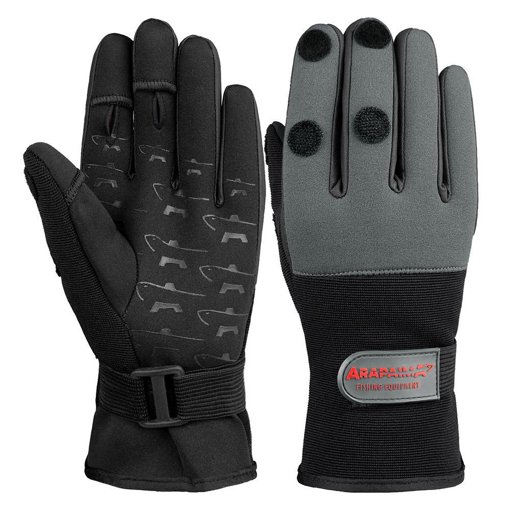 Arapaima Fishing Equipment GreyBlack Neopren Angelhandschuhe