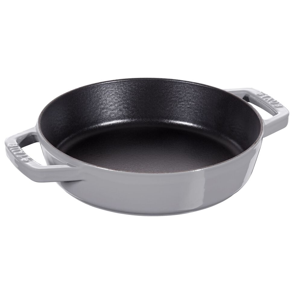 Bratpfanne mit 2 Griffen 20 cm, Gusseisen, Graphit-Grau