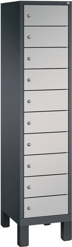 C P S 3000 Evolo Metall Schließfach 10 Türen Zylinderschloss 420 x 500 x 1.850 mm Schwarz 48010-1210 S10033