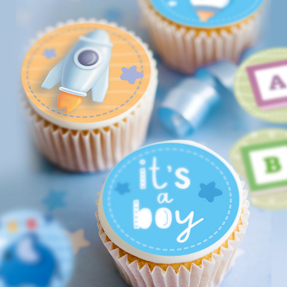 Essbare Mini-Tortenaufleger Babyparty
