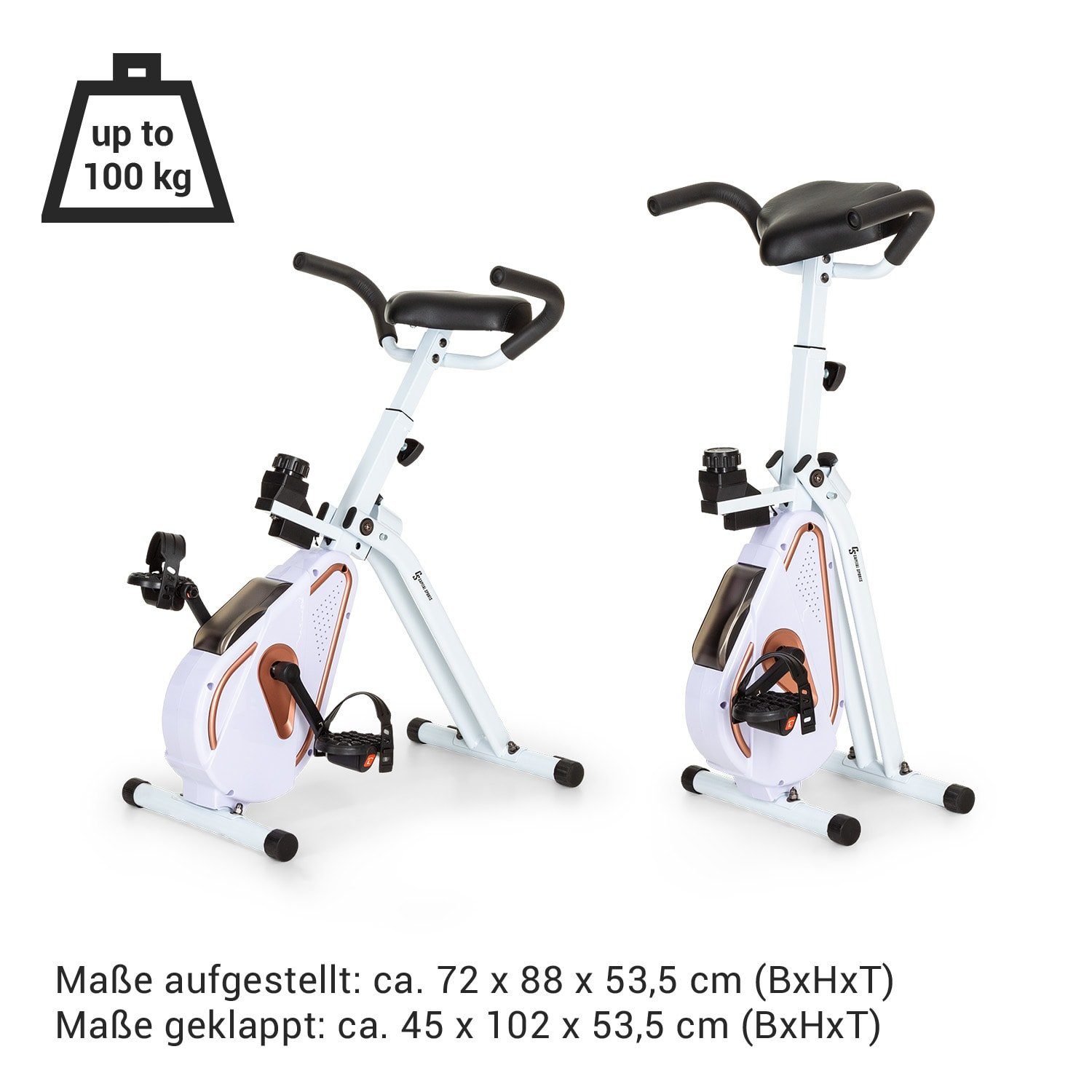 Capital Sports Fahrradtrainer Azura Desk Bike Heimtrainer 7,5 kg Schwungmasse Riemenantrieb (gepolsterte Griffe aus PU-Schaumstoff), Standfahrrad Heimtrainer Hometrainer Fahrrad klappbar Cardio Trainingsgerät Ausdauertraining Fitness Fahrrad