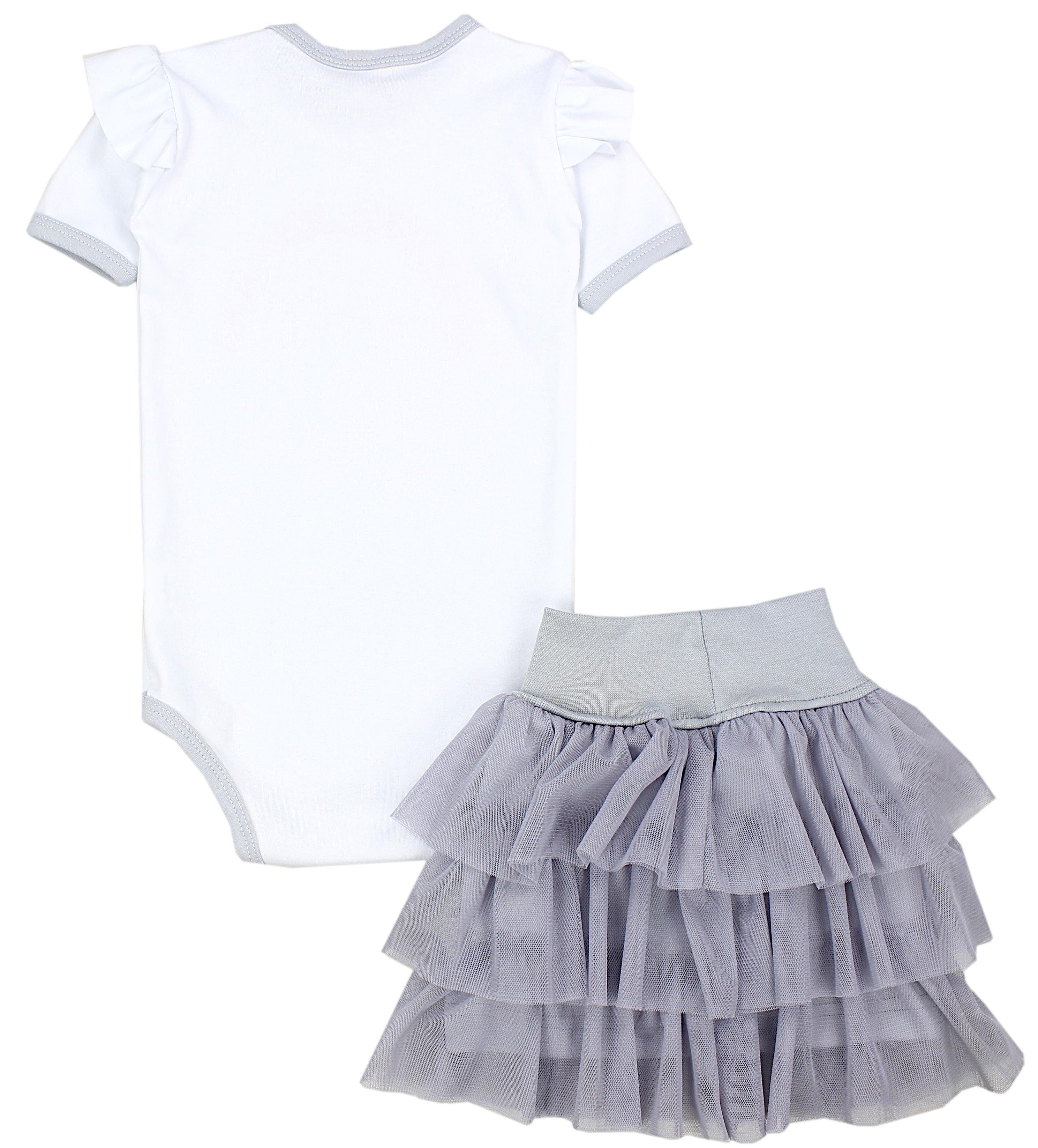 TupTam Partykleid Baby Mädchen Geburtstag Outfit Kurzarm Langarm Body Tüllrock 2 tlg