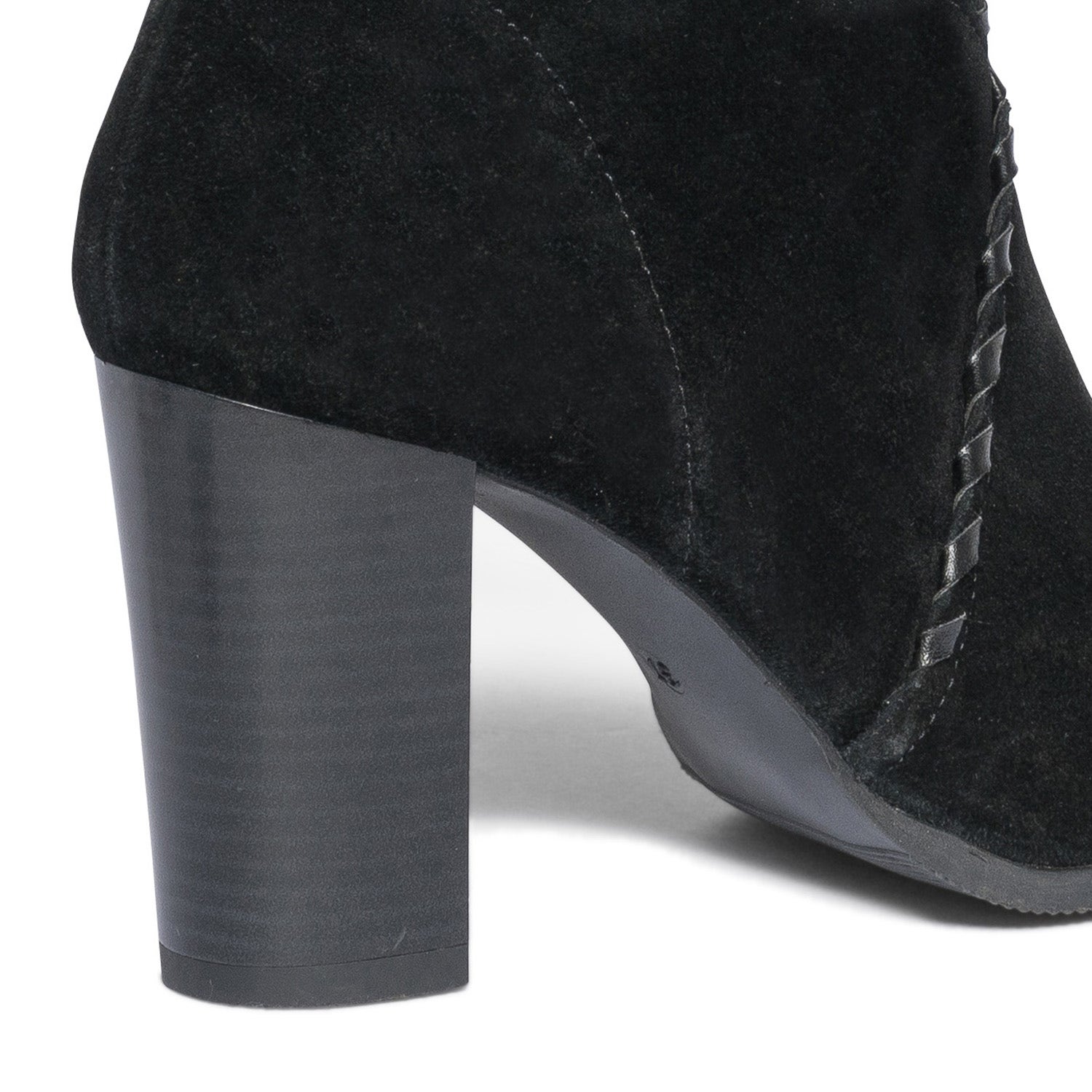 Low boots TEXTO noir éco-conçu en cuir velours avec tressage