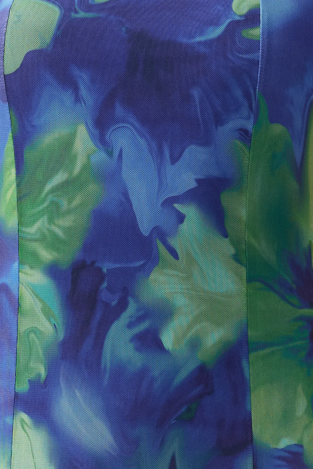 Trendyol Collection  Blaues florales Midi-Strickkleid mit quadratischem Kragen in A-Linie/Glockenform TWOSS24EL00876