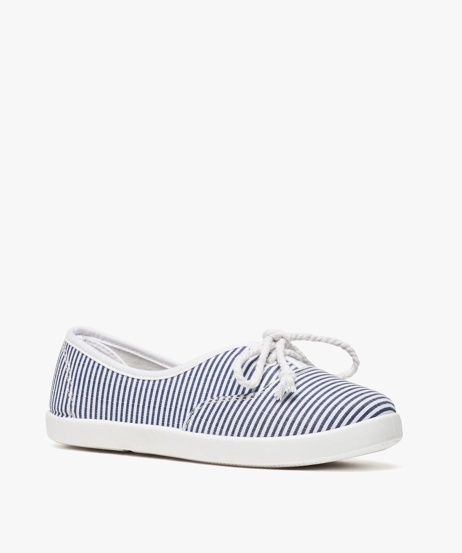 Baskets femme fines en toile avec lacets cordelette raye | GEMO