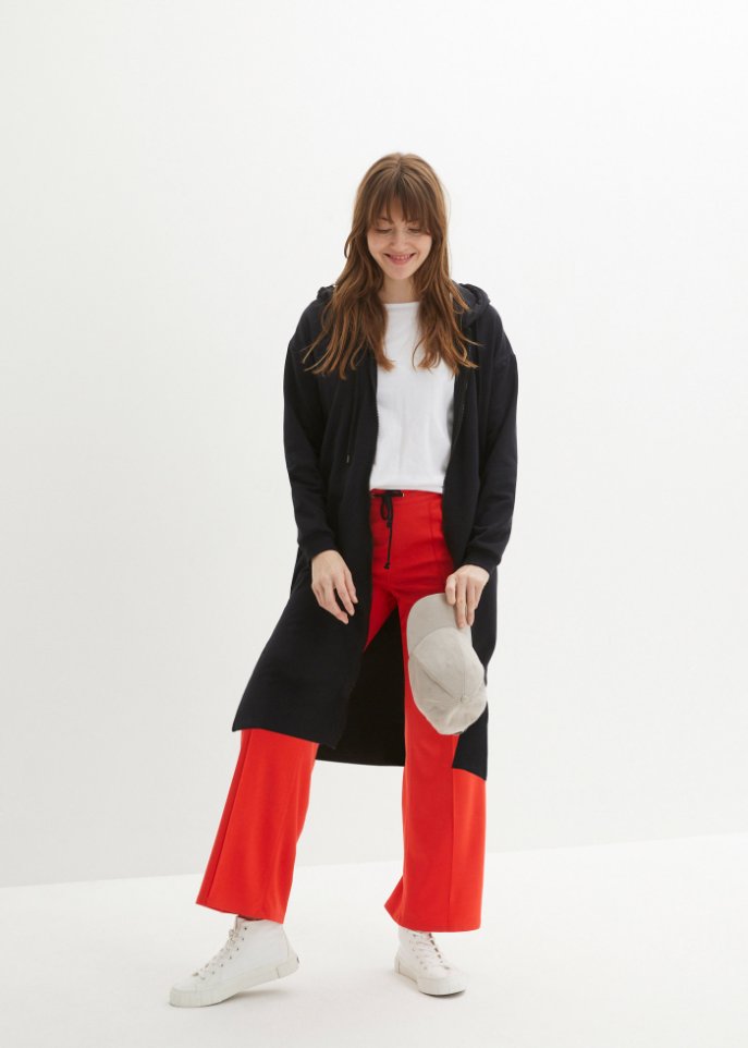 Extra lange Sweatjacke mit Seitenschlitzen