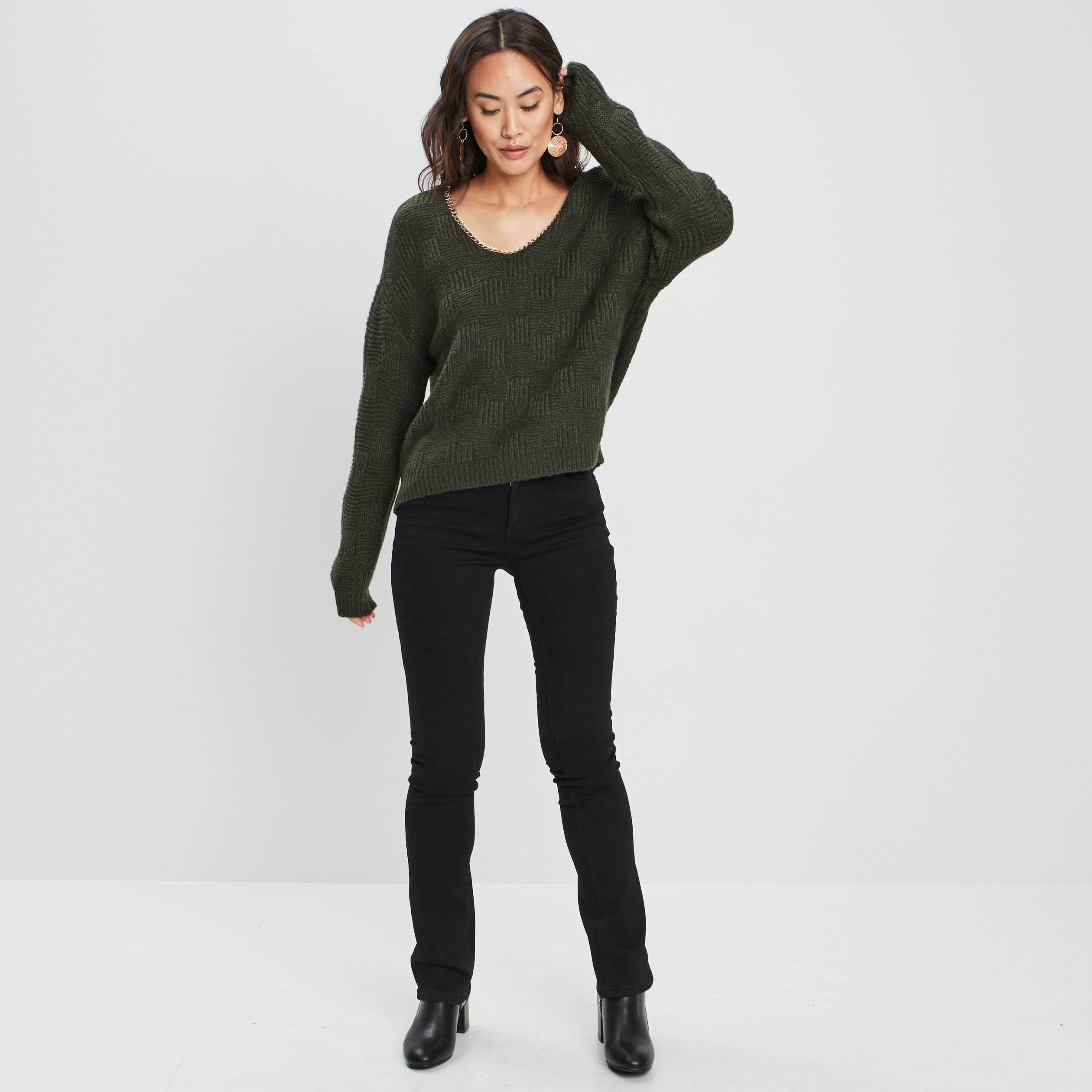 Jeans bootcut taille normale noir femme | La Halle