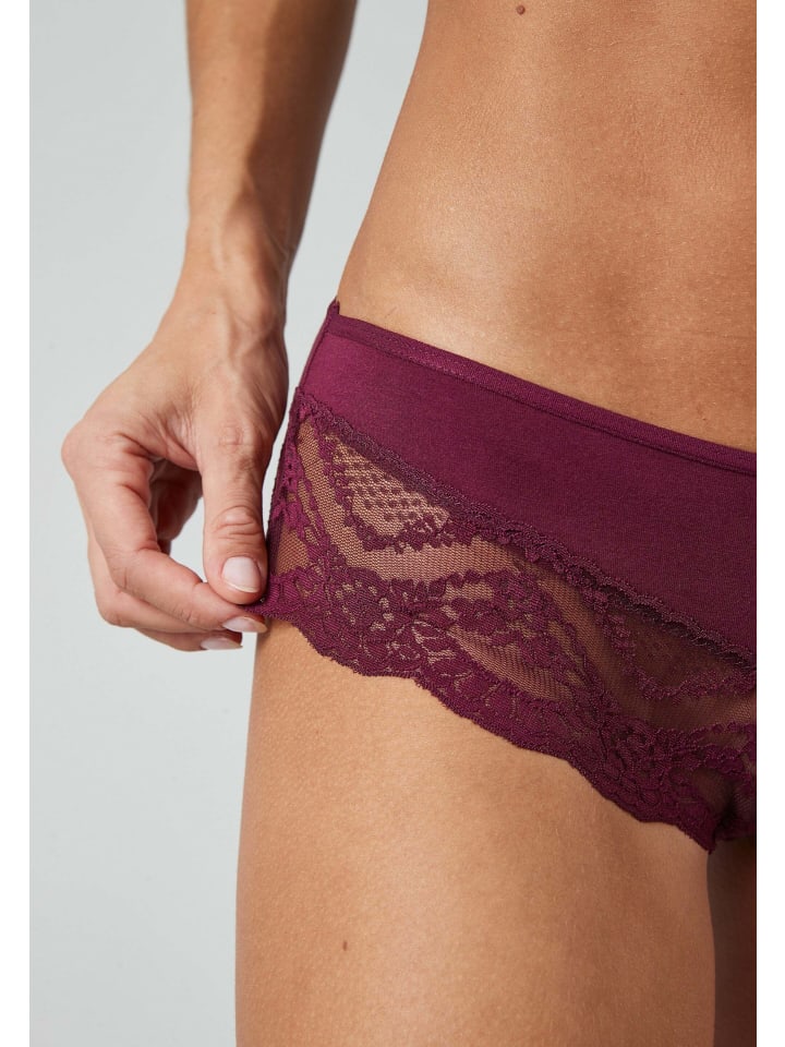 SNOCKS Hipster mit Spitze aus Bio-Baumwolle 3 Stück in Mix (Mauve/Weinrot/Schwarz) günstig kaufen