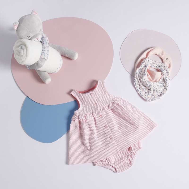 Doudou chat et plaid blanc naissance