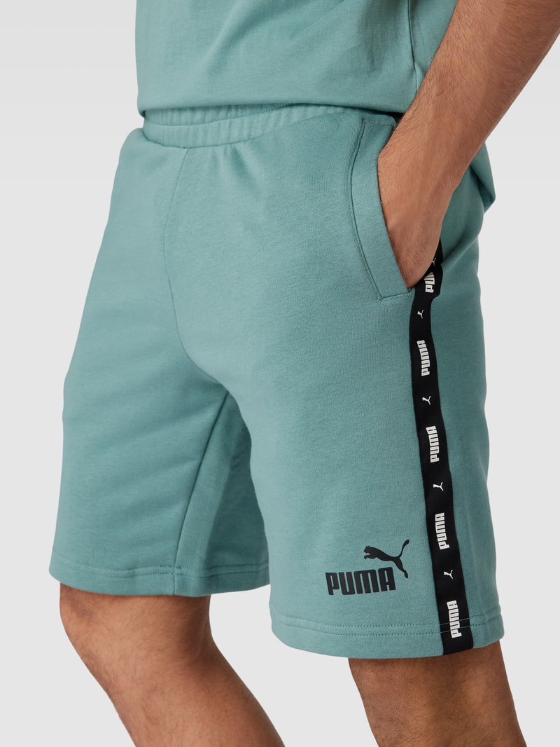 Sweatshorts mit Label-Print in petrol