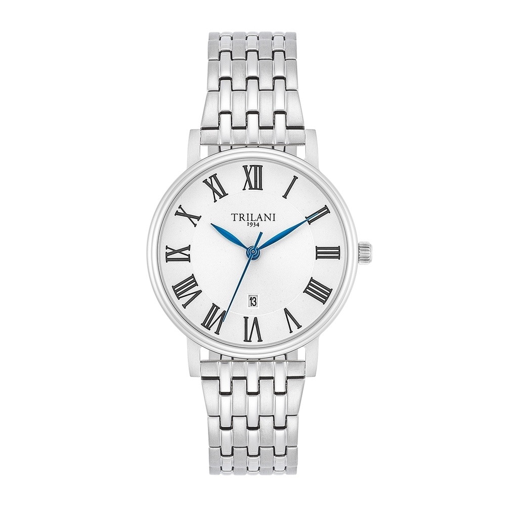 Trilani Montre à quartz en Acier inoxydable en Argent Montre