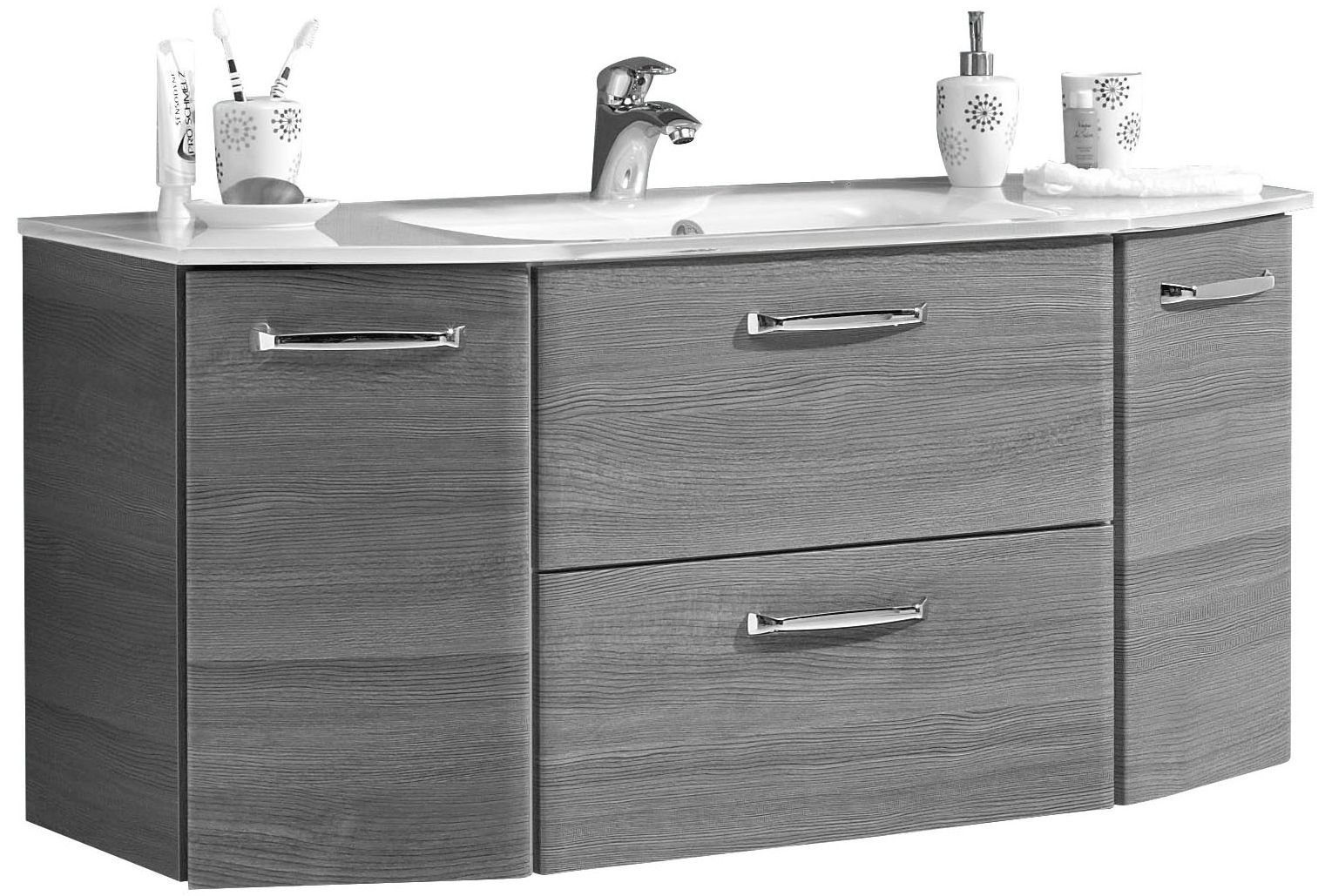 PELIPAL Badmöbel-Set Quickset 328, (2-St), Spiegelschrank inkl. LED-Beleuchtung, Waschtisch-Kombination