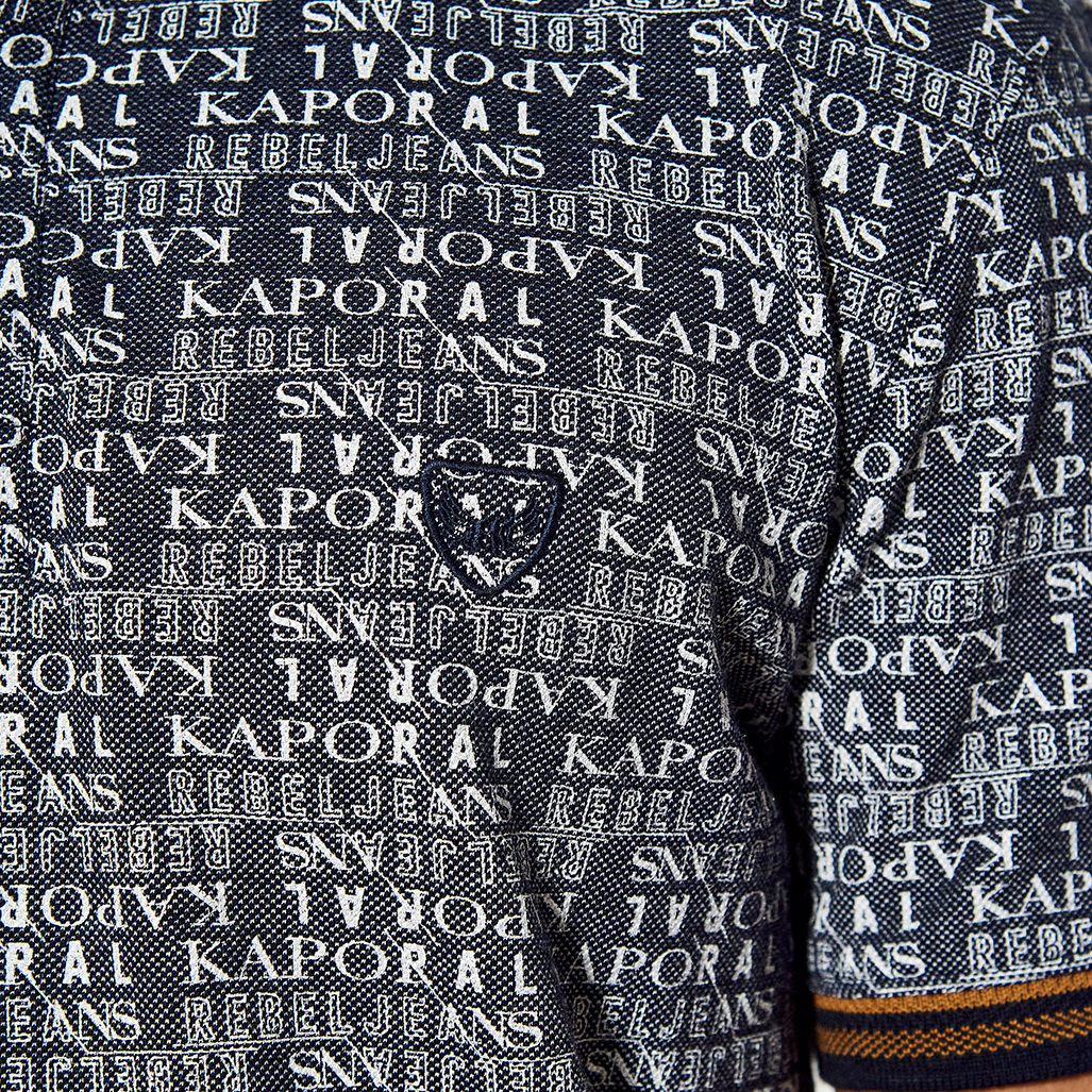 BORKY  Polo régular bleu Homme imprimé allover en 100% coton
