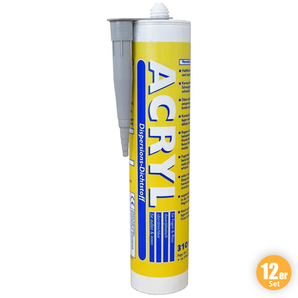 Wilckens Farben Acryl Fugendicht, Grau, 310 ml 12er Set