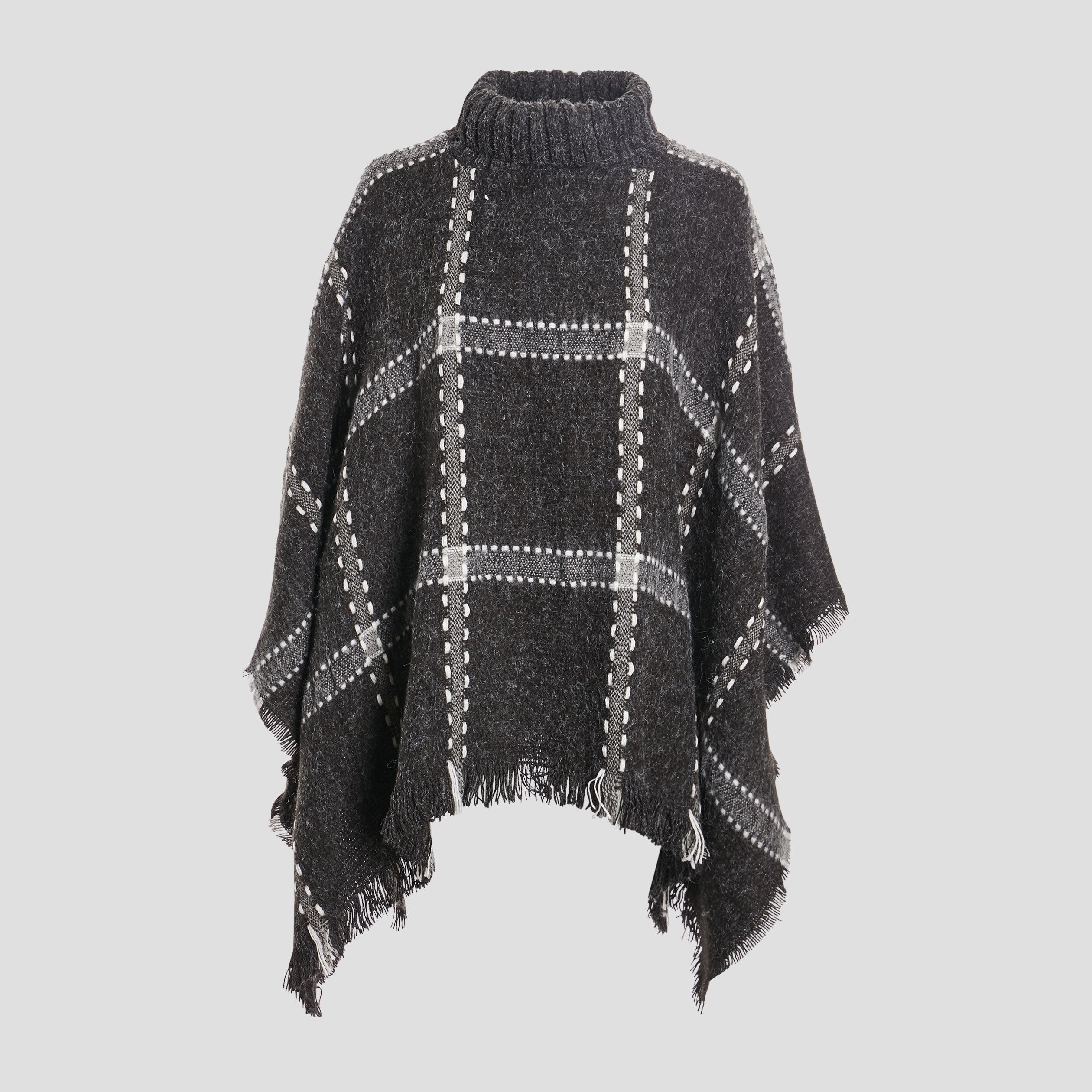 Poncho à col roulé gris foncé femme | La Halle