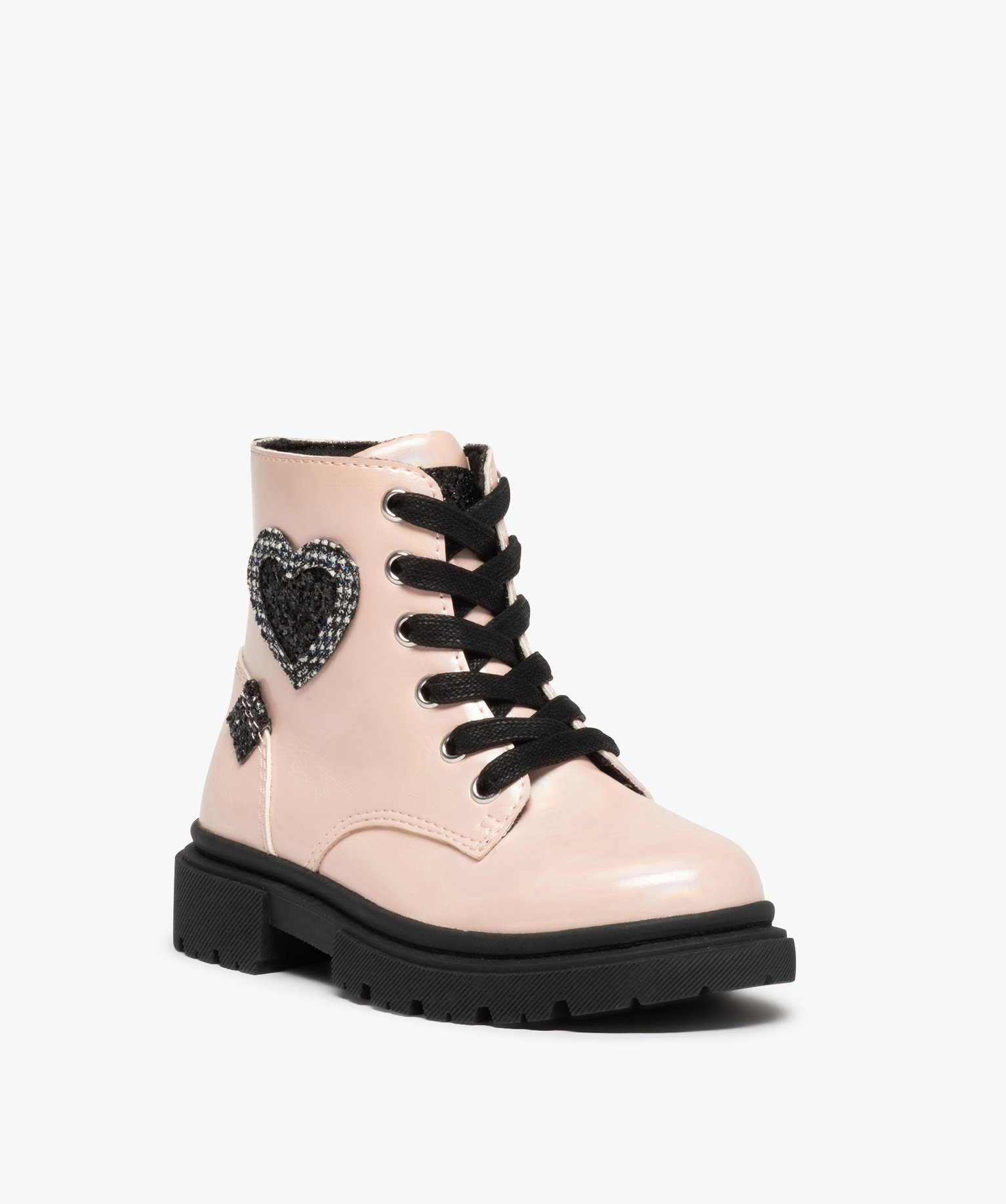 Boots fille irisées à semelle crantée et détails pailletés rose | GEMO
