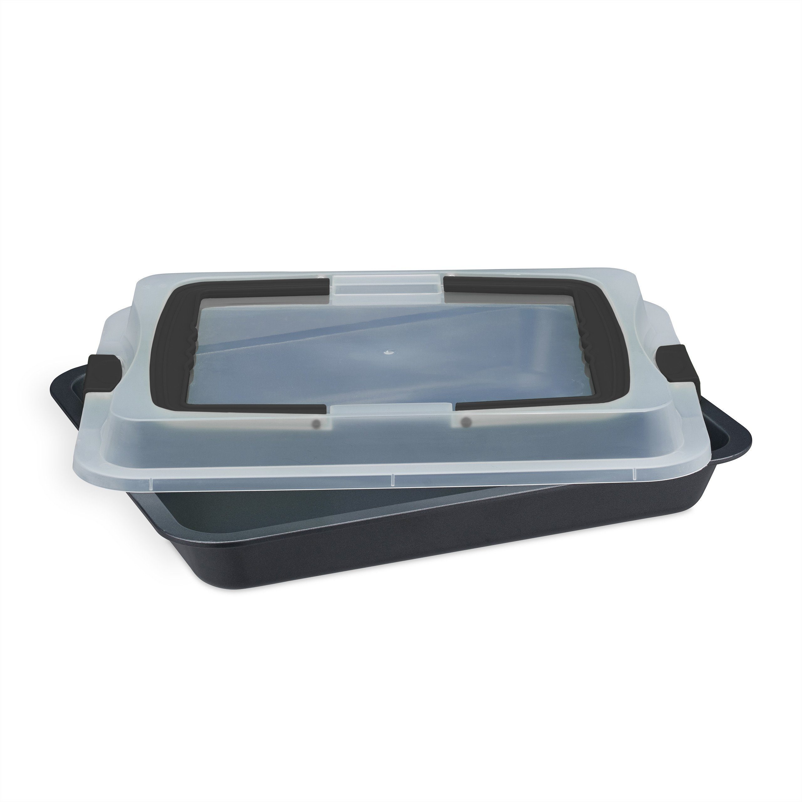 relaxdays Ofenschale Backblech mit Deckel 3in1, Stahl, Schwarz