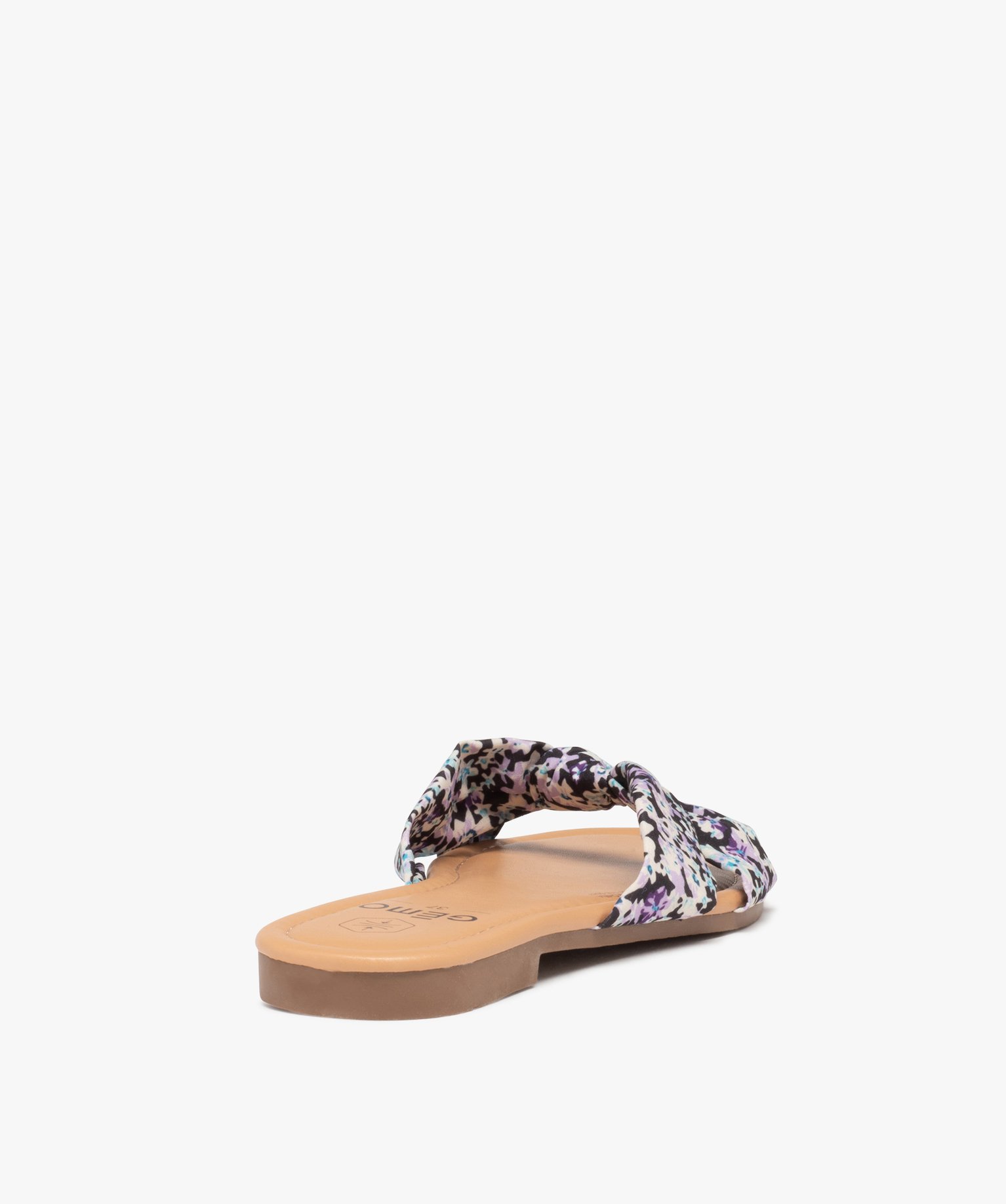 Mules femme à talon plat et dessus en toile drapée noir | GEMO