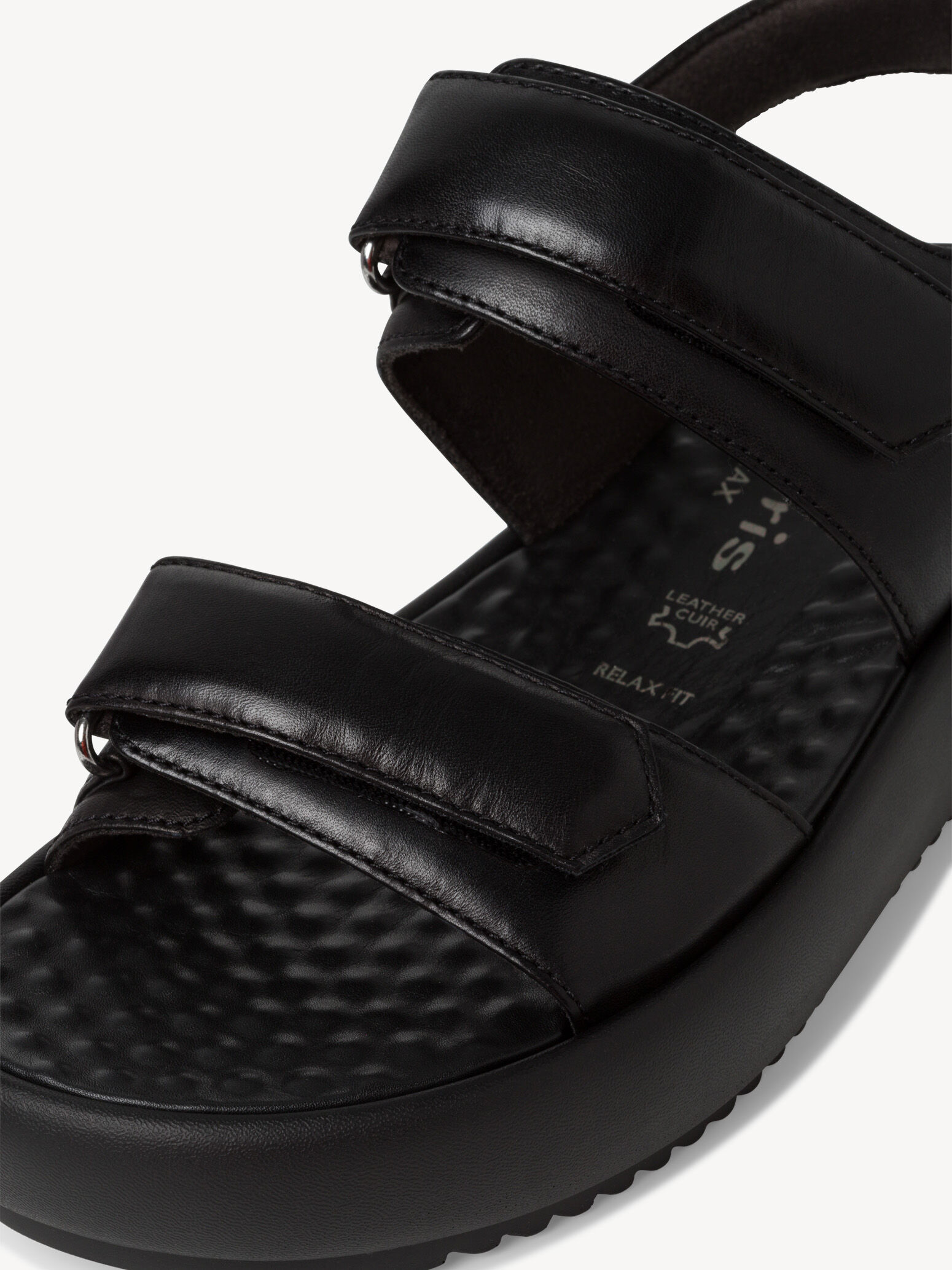 Sandale à talon en cuir - noir