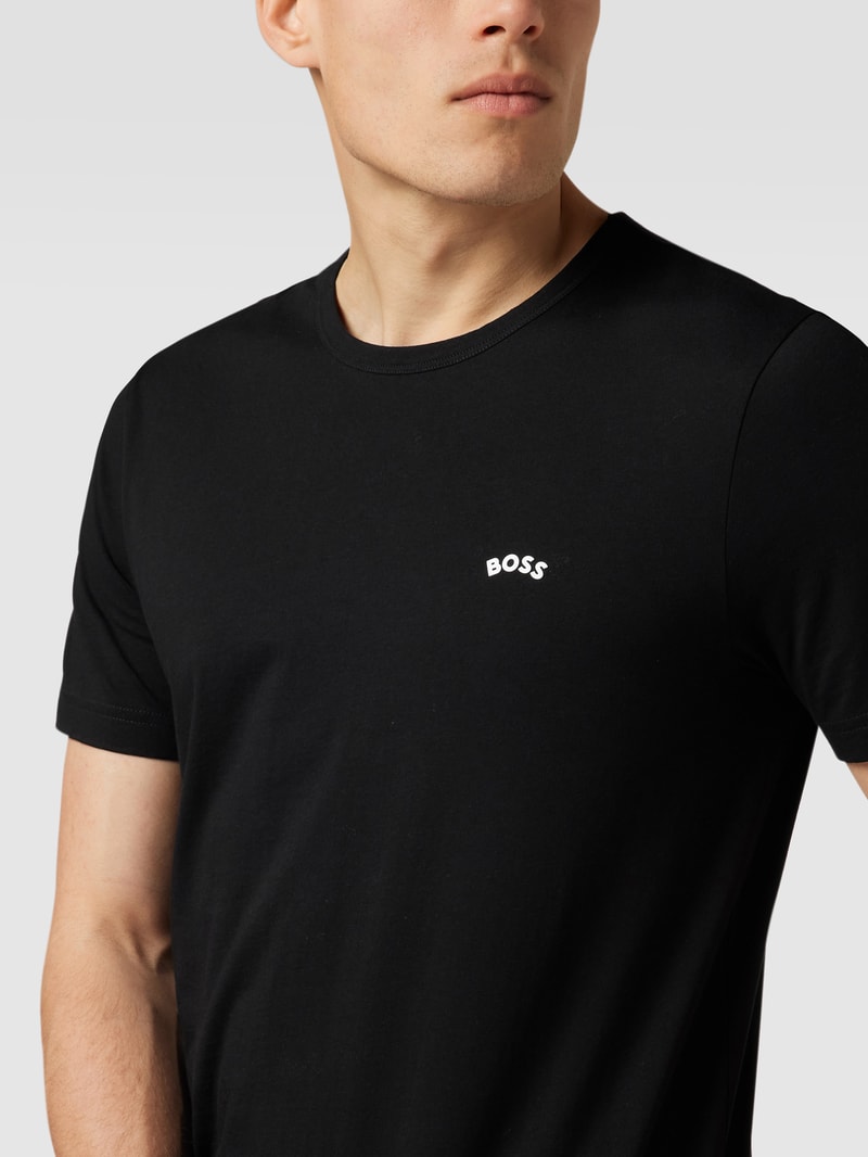 T-Shirt mit Label-Schriftzug Modell 'Tee Curved' in schwarz